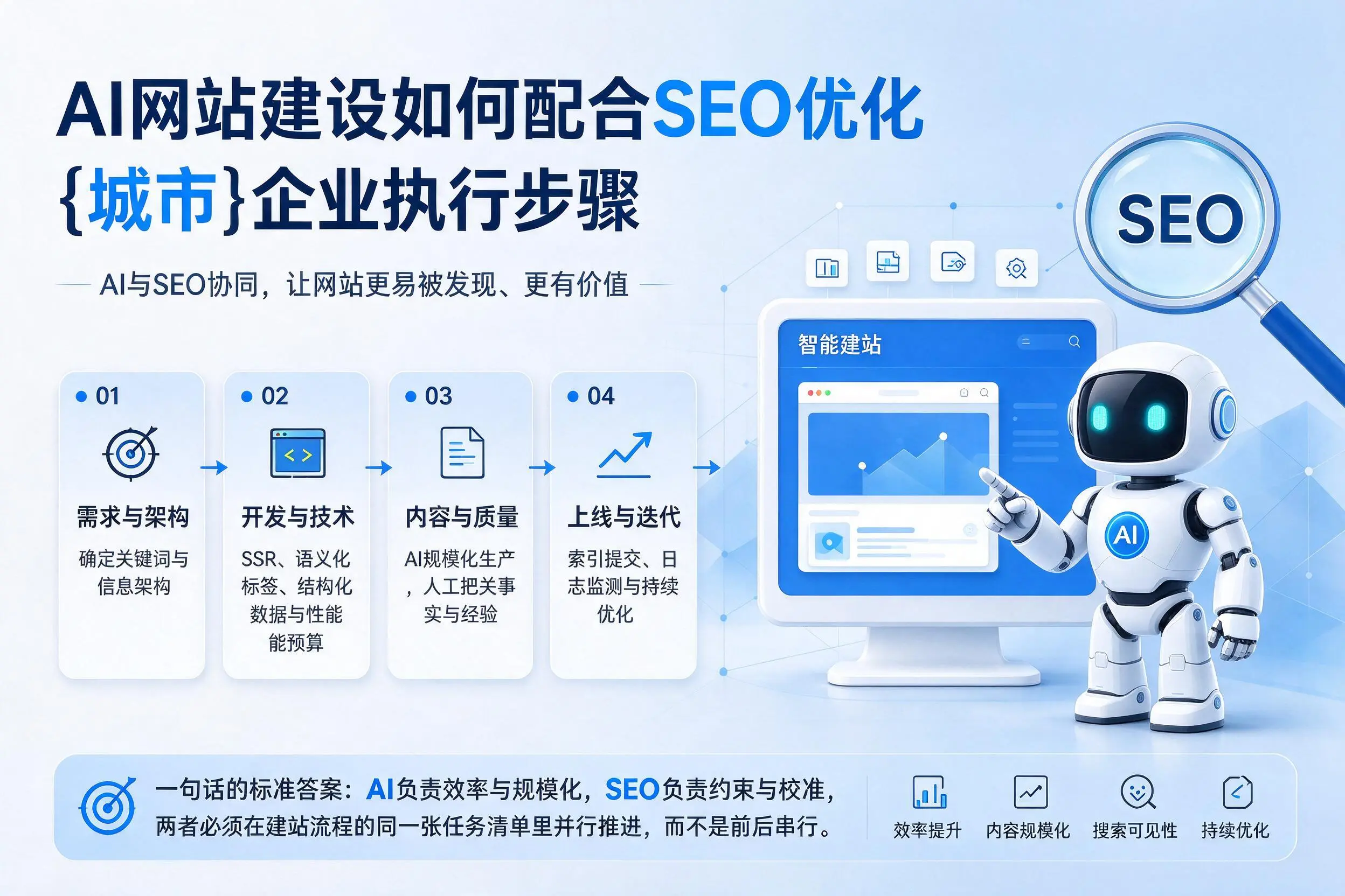 AI网站建设如何配合SEO优化，南通企业执行步骤