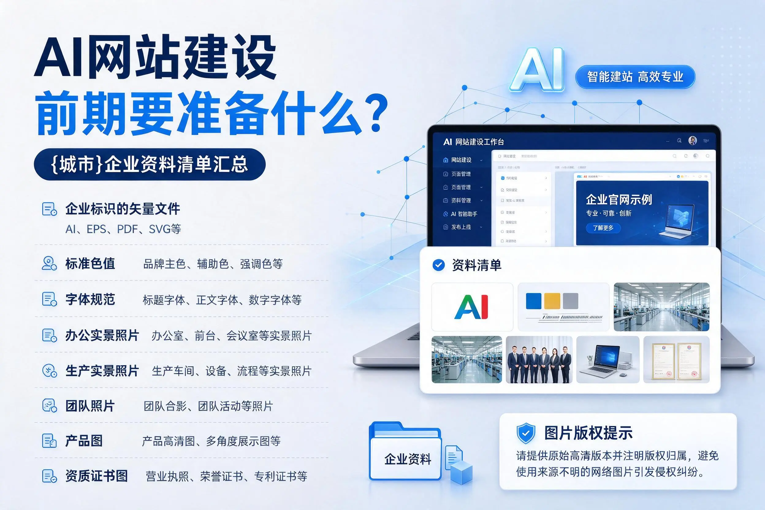 AI网站建设前期要准备什么？南通企业资料清单汇总